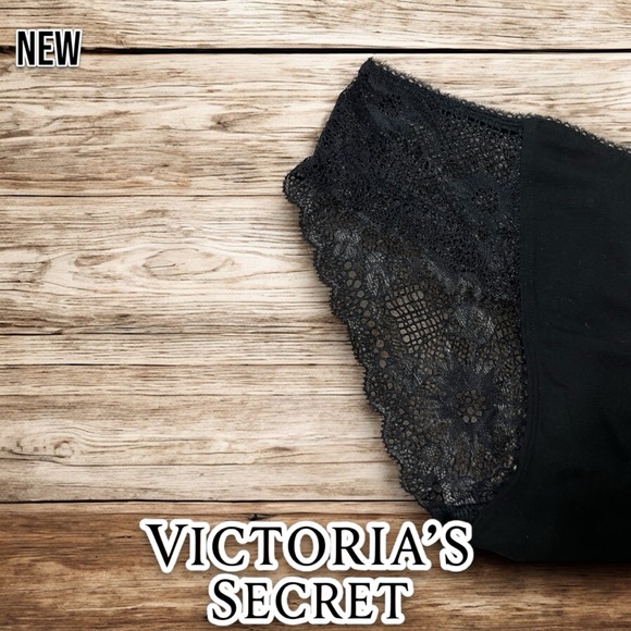 NEW Victoria's Secret Black Lace Cheeky Panty - Picture 2 of 4